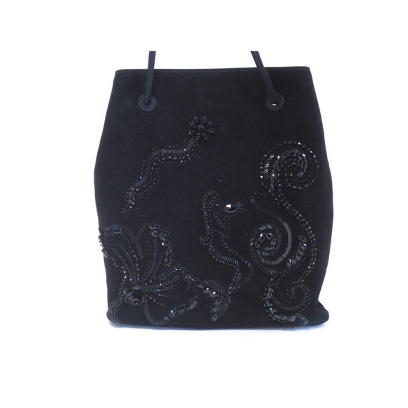 Prada Black Nero Drawstring Suede Handbag - Picture 2 of 10